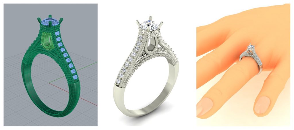 projeto 3D do anel de noivado